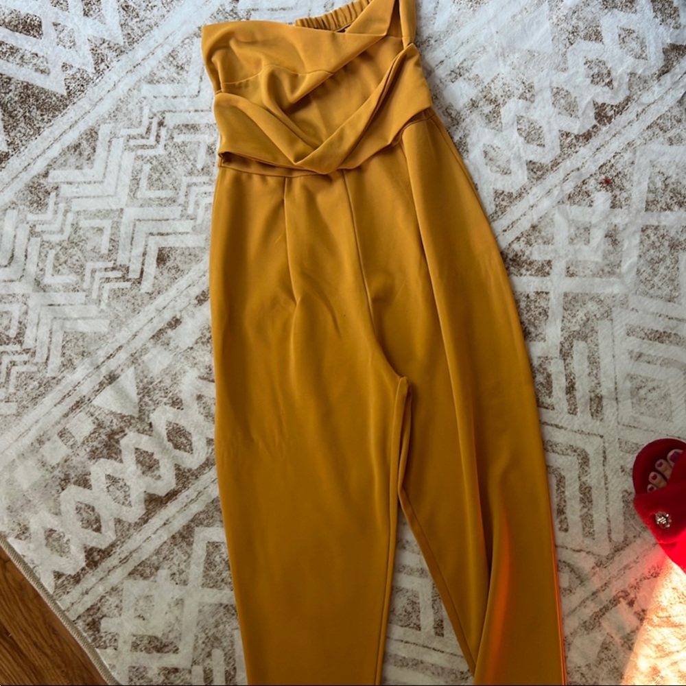 Boohoo Yellow Jumpsuit with Relaxed Fit and Tapered Legs